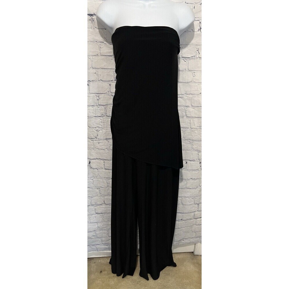 White House Black Market WHBM Black Pant Jumpsuit Strapless Stretch Medium